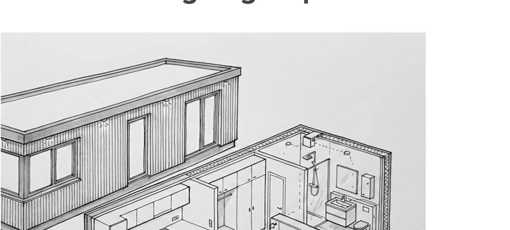 ROBCOR 3D-tekening van een modulaire woonunit met indeling